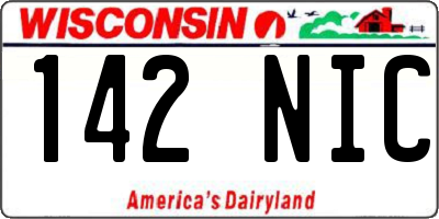 WI license plate 142NIC