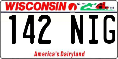 WI license plate 142NIG
