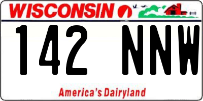 WI license plate 142NNW