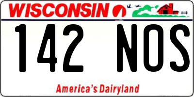 WI license plate 142NOS