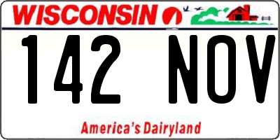 WI license plate 142NOV