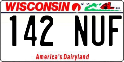 WI license plate 142NUF