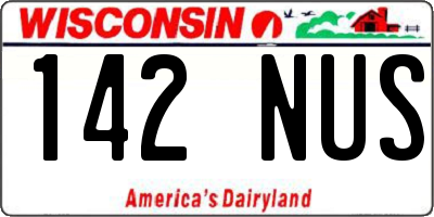 WI license plate 142NUS