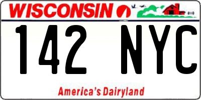 WI license plate 142NYC