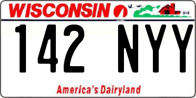 WI license plate 142NYY