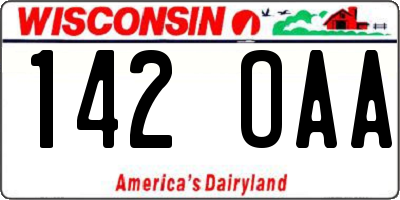 WI license plate 142OAA