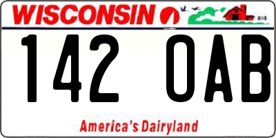 WI license plate 142OAB