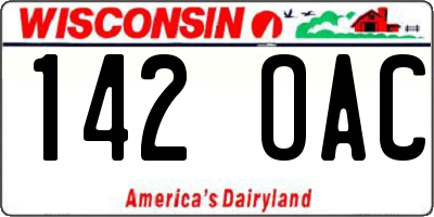 WI license plate 142OAC