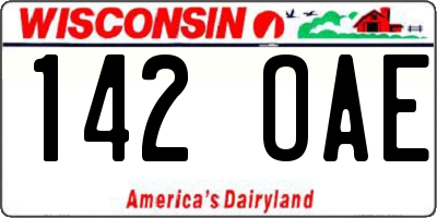 WI license plate 142OAE