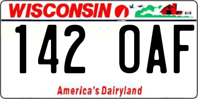 WI license plate 142OAF