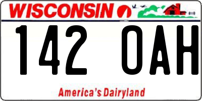 WI license plate 142OAH