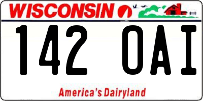 WI license plate 142OAI