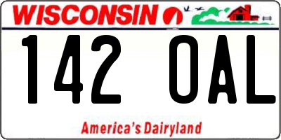 WI license plate 142OAL