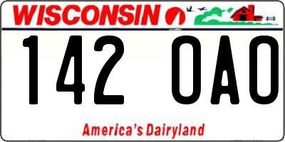 WI license plate 142OAO