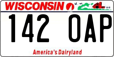 WI license plate 142OAP