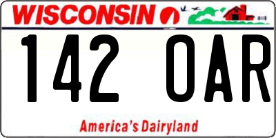 WI license plate 142OAR