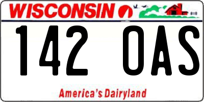 WI license plate 142OAS
