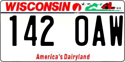 WI license plate 142OAW