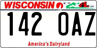 WI license plate 142OAZ
