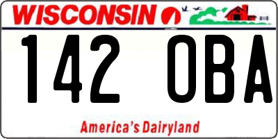 WI license plate 142OBA