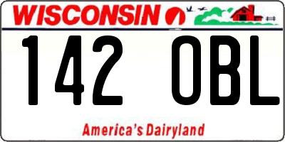WI license plate 142OBL