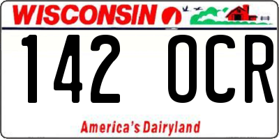 WI license plate 142OCR
