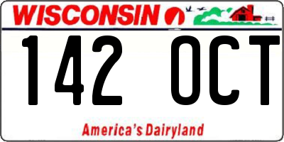 WI license plate 142OCT