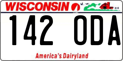 WI license plate 142ODA