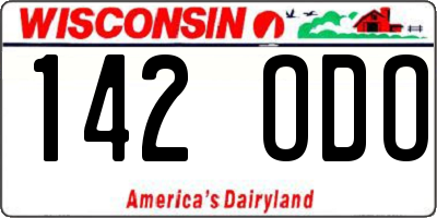 WI license plate 142ODO