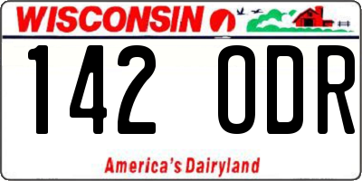 WI license plate 142ODR
