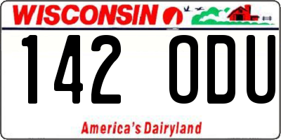 WI license plate 142ODU