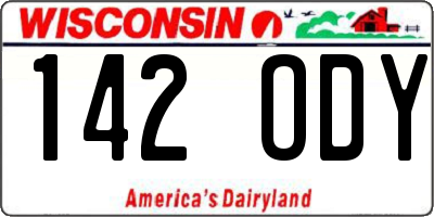 WI license plate 142ODY