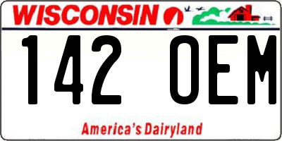 WI license plate 142OEM