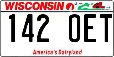 WI license plate 142OET