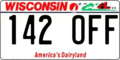 WI license plate 142OFF