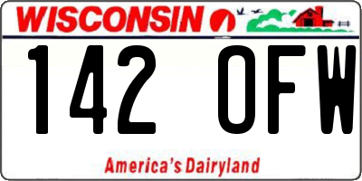 WI license plate 142OFW