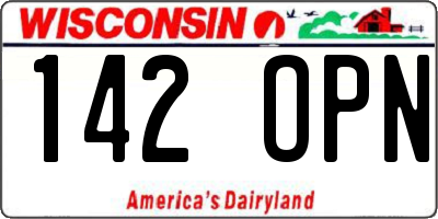 WI license plate 142OPN