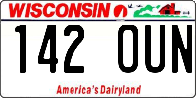 WI license plate 142OUN