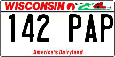 WI license plate 142PAP