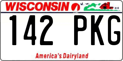 WI license plate 142PKG