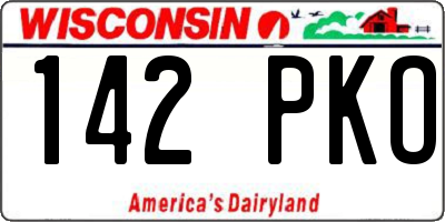 WI license plate 142PKO