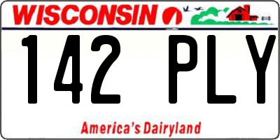 WI license plate 142PLY