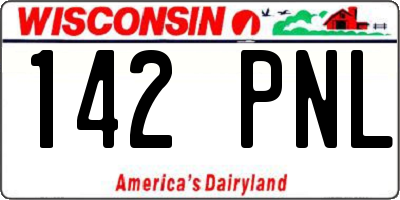 WI license plate 142PNL