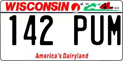 WI license plate 142PUM