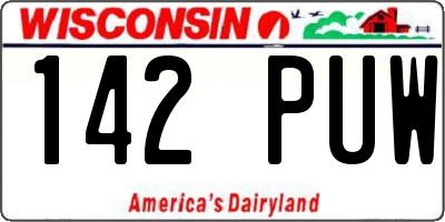 WI license plate 142PUW