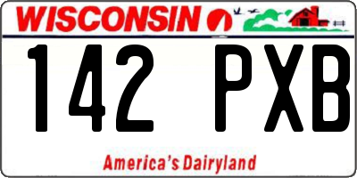 WI license plate 142PXB