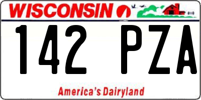 WI license plate 142PZA