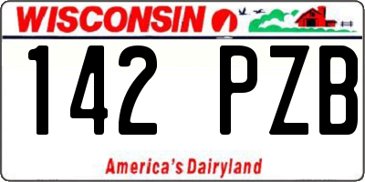 WI license plate 142PZB