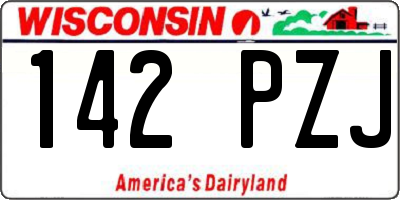 WI license plate 142PZJ