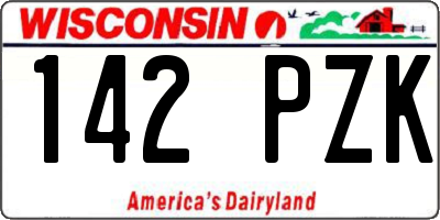 WI license plate 142PZK